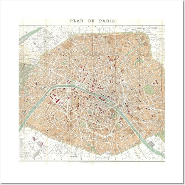 Vintage Map of Paris (1892) Wall Art by Bravuramedia